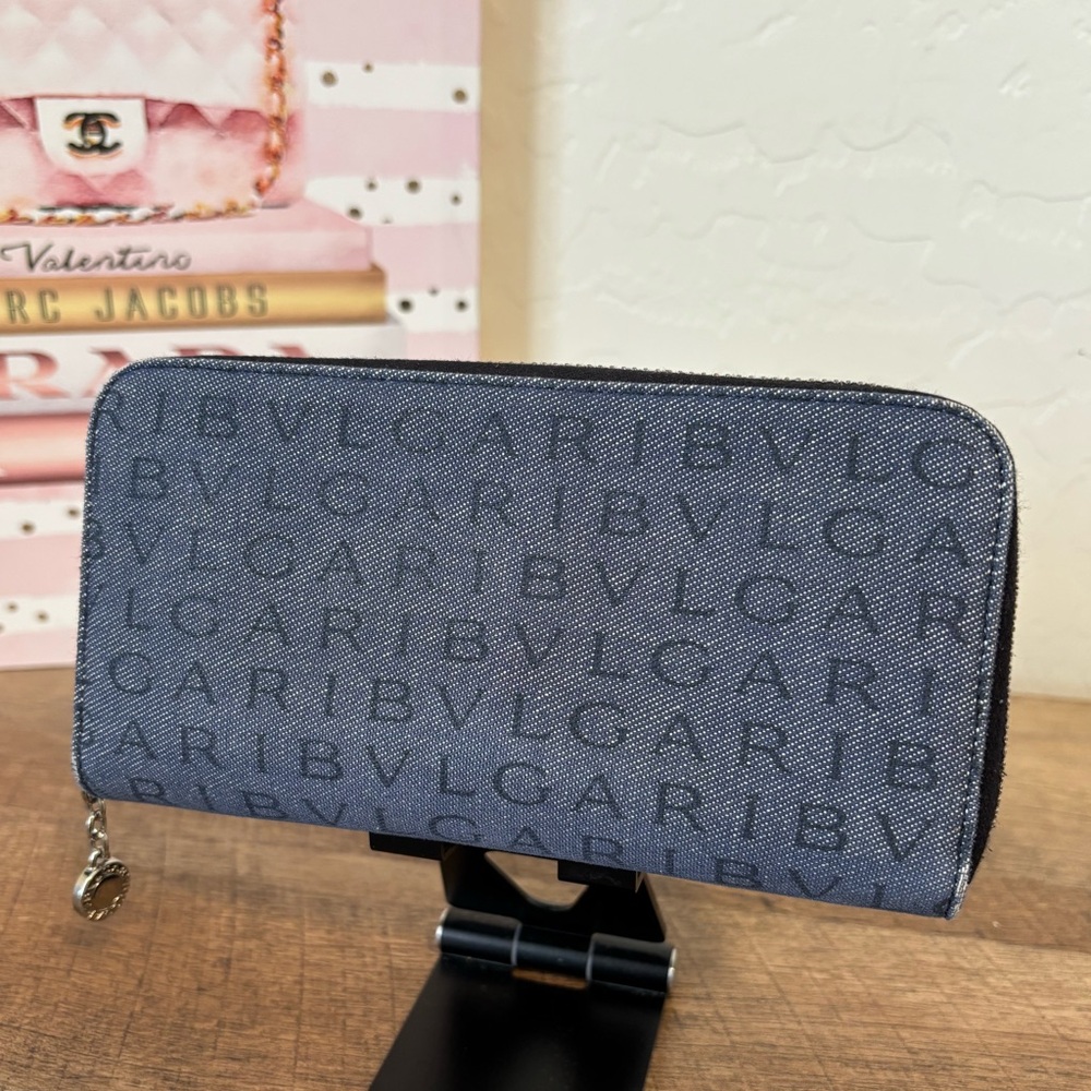 Bvlgari Demin Logo Zip Wallet